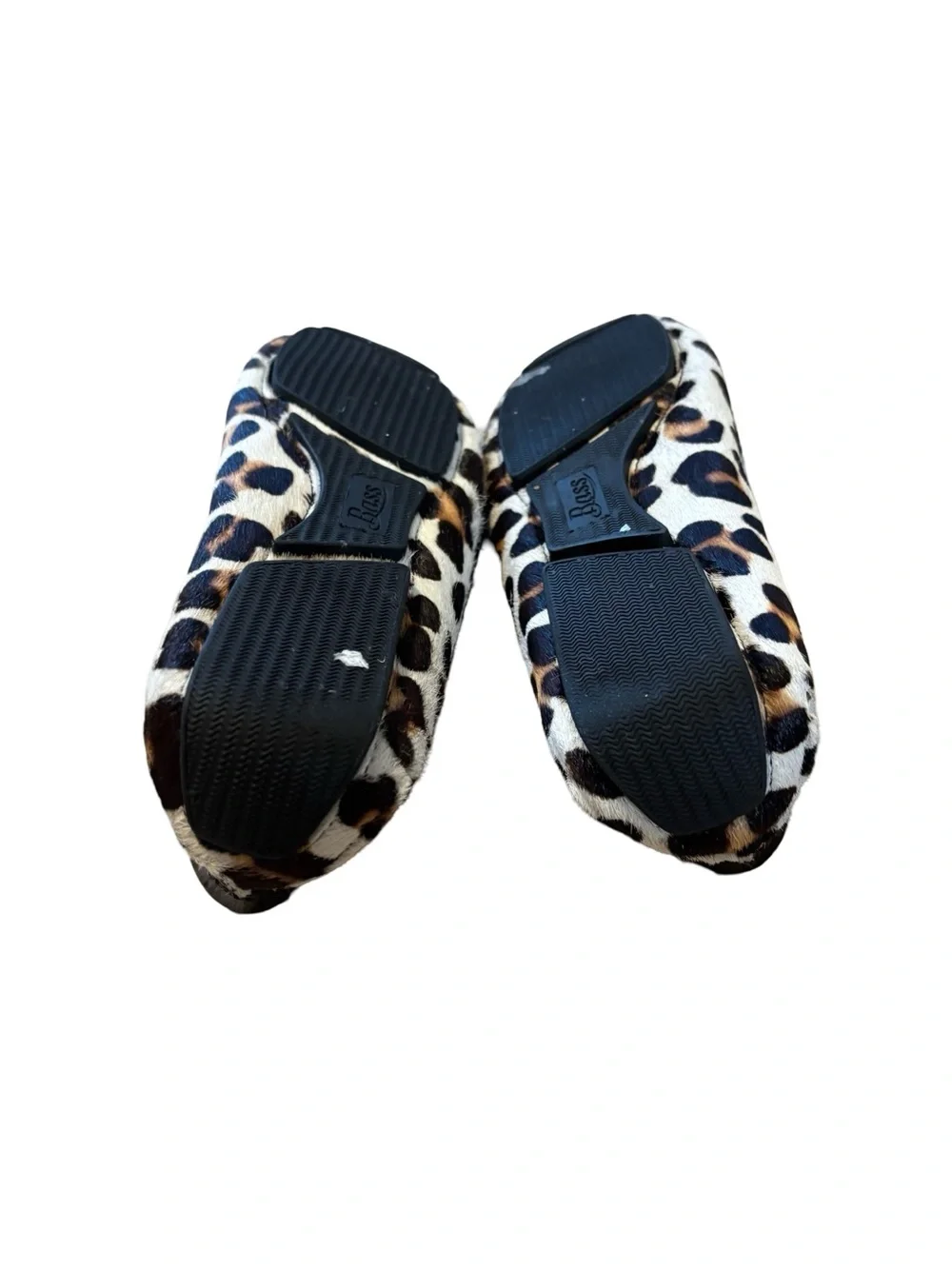 G.H. Bass Women's Leopard Print Driving Loafers, Black, US 7.5 - soft hair
